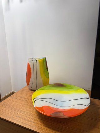 Jarrón y centro de mesa de cristal