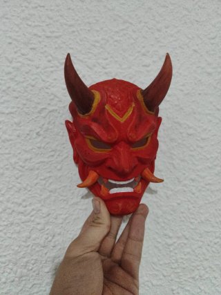 Máscara de Demonio Japonés Roja pintada a mano
