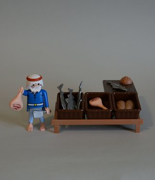 Playmobil Pescadero - Carnicero. Mercado Belen.