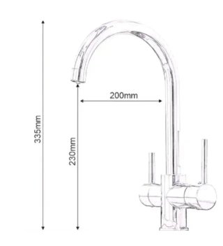 Grifo Cocina 3 Vías negro con toma osmosis inversa