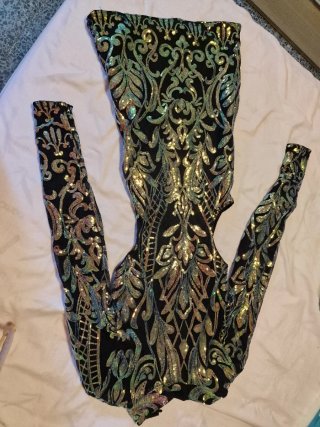 Vestido lentejuelas negro y dorado talla 34