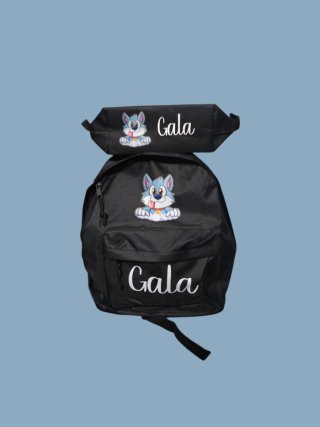 Mochila y neceser Gala con lobo azul
