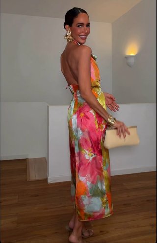 Vestido satinado estampado