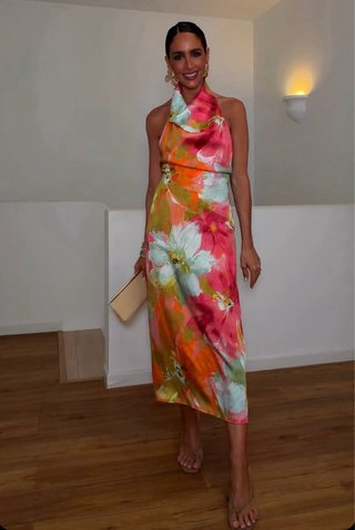 Vestido satinado estampado