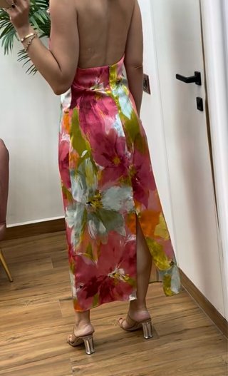 Vestido satinado estampado