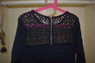 Camiseta negra Karen Millen larga encaje Talla 34