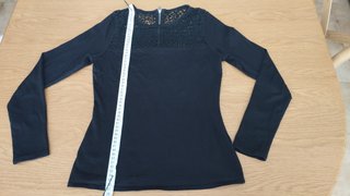 Camiseta negra Karen Millen larga encaje Talla 34