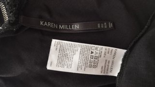 Camiseta negra Karen Millen larga encaje Talla 34