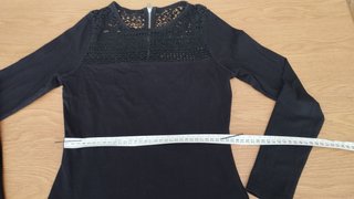 Camiseta negra Karen Millen larga encaje Talla 34