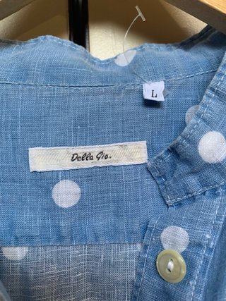 Camicia pois vintage azzurra 100% lino