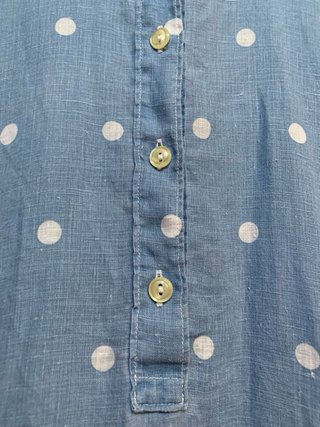 Camicia pois vintage azzurra 100% lino