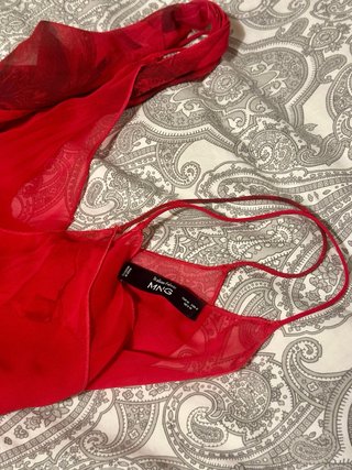 Vestido Mango Rojo Estampado Floral