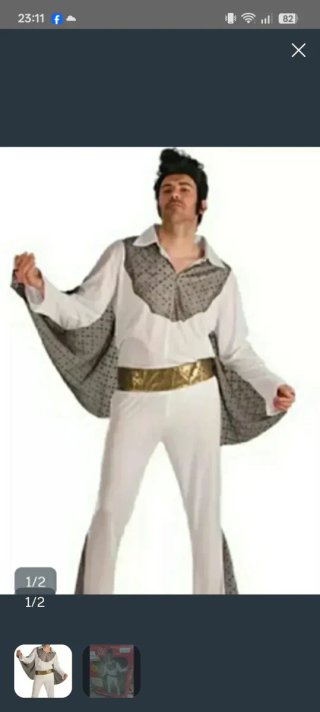 Disfraz Elvis Talla L Blanco y Dorado