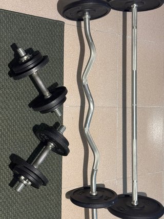 Pesas y barras de gimnasio