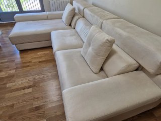 Sofá chaise longue beige tela