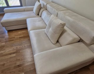 Sofá chaise longue beige tela