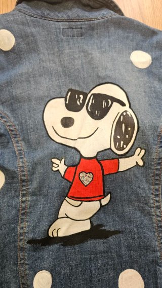 Cazadora vaquera SNOOPY pintada a mano Talla M-L