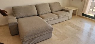 Sofá modular tela beige y gris