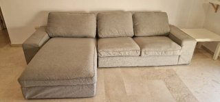 Sofá modular tela beige y gris