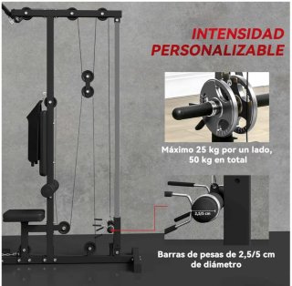 Estación de poleas Sportnow + set discos 25kg