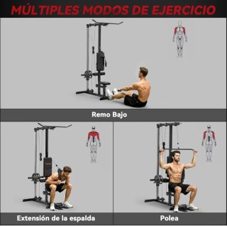 Estación de poleas Sportnow + set discos 25kg