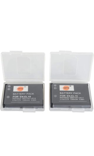 2 Baterías DSTE EN-EL19 para Nikon 3.7V 1300mAh