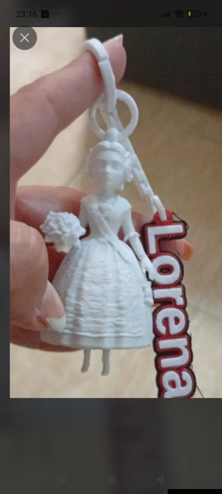 Llavero Fallera 3D en Blanco Para personalizat