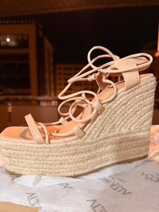 Sandalias cuña esparto tiras atadas