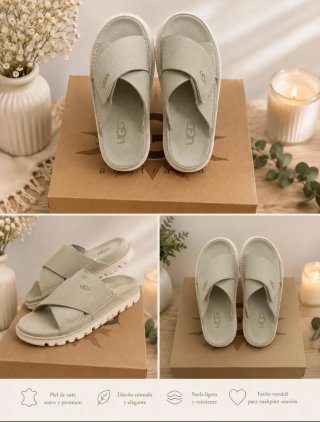 Chanclas UGG Mujer Beige/Gris