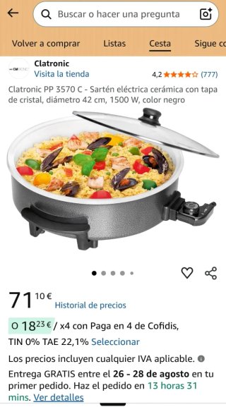 Paellera Eléctrica Clatronic XXL 42cm