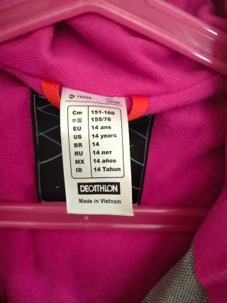 Chaqueta de nieve gris y rosa Wedze Talla 14