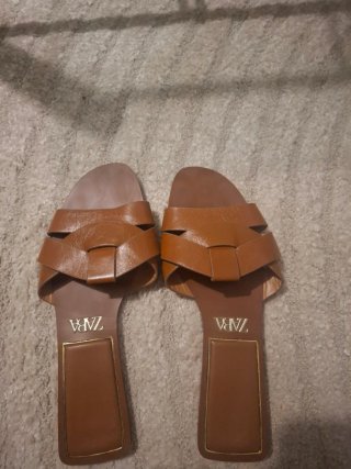Sandalias Zara Piel Marrón Talla 39