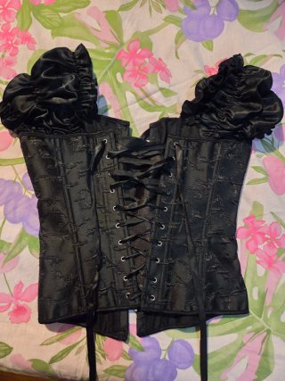 Corsé gótico negro con estampado floral nuevo