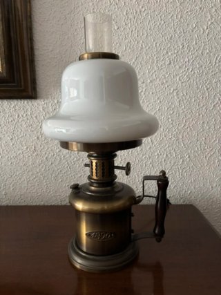 Quinqué antiguo latón y cristal