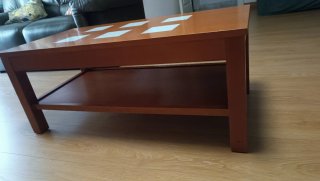 Mesa de centro elevable (40/50cm.) madera y crista