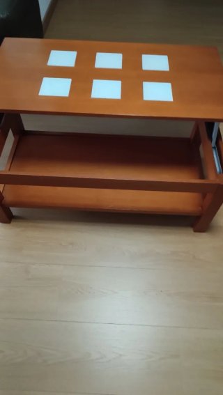 Mesa de centro elevable (40/50cm.) madera y crista