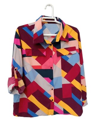 Camisa estampada geométrica Shein Curve- Talla 0XL