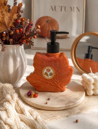 Dispensador jabón hoja otoño cerámica