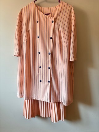 Conjunto vintage salmón blusa y falda talla 52