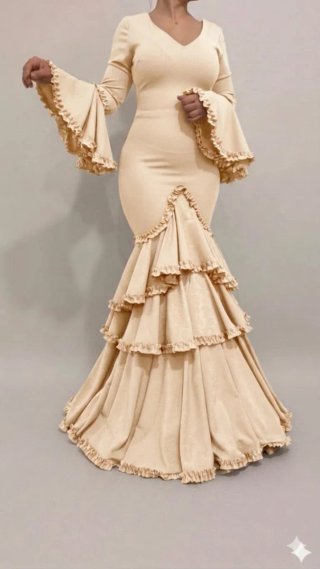 Traje de Flamenca Beige TODAS LAS TALLAS