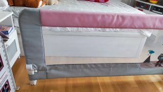 Barrera de Cama Infantil Rosa y Gris