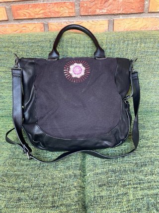 Bolso Desigual Negro Multicolor Bordado