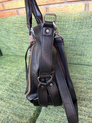 Bolso Desigual Negro Multicolor Bordado