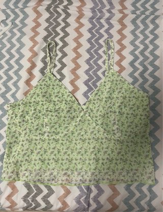 Top floral verde talla única