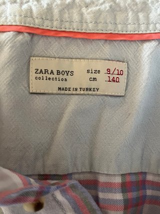 Camisa Zara Boys cuadros gris, rojo y azul