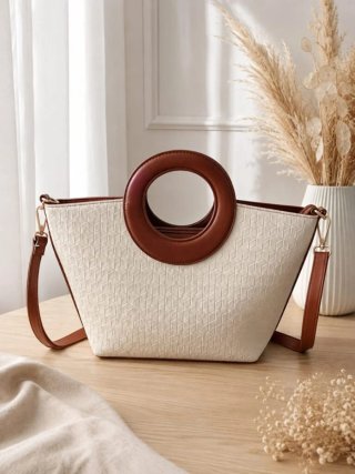 Bolso asa redonda beige - Nuevo