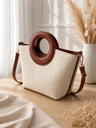 Bolso asa redonda beige - Nuevo