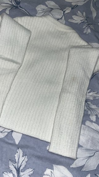 Bershka Top Corto Manga Larga Blanco XS