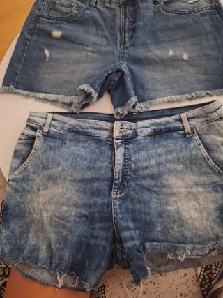 Shorts vaqueros mujer talla 40 con flecos