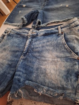 Shorts vaqueros mujer talla 40 con flecos